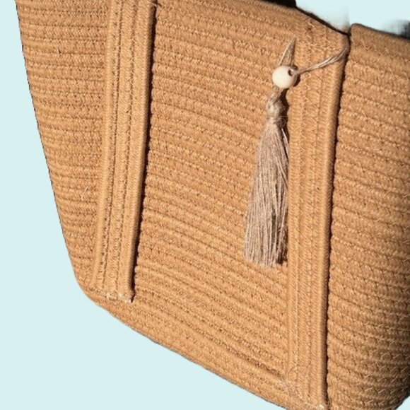 Handbags - Boho Tassel Decor, Thick Wavy Braided Woven Beach Tote Bag, several colors